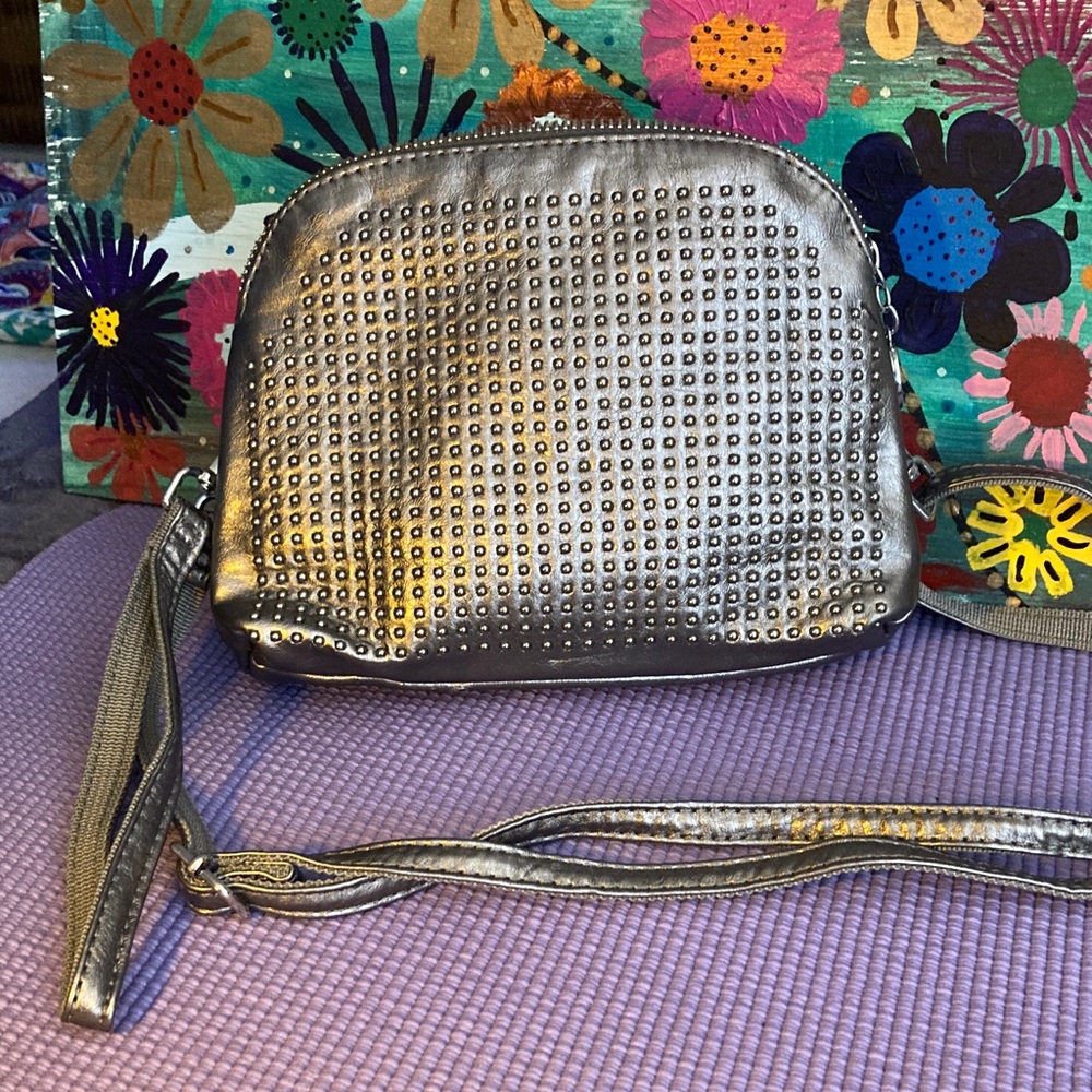 Stylish pewter Studded Women's Bag